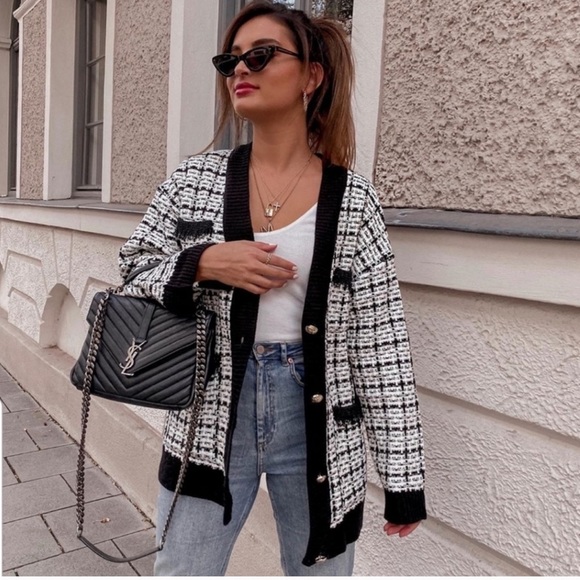 Zara Sweaters - Bloggers Favorite Zara Oversized Tweed Cardigan